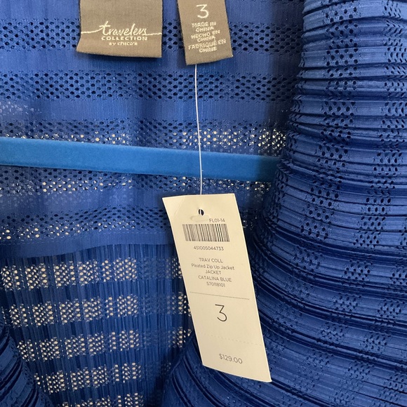 CHICO’S TRAVELERS COLLECTION PLEATED ZIP UP JACKET 3 (14/16) - Picture 3 of 4